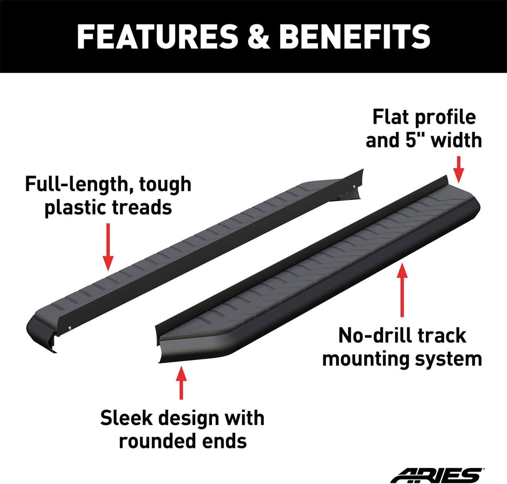 5 in. Carbide Black Powder Coat Aluminum Running Boards G2409