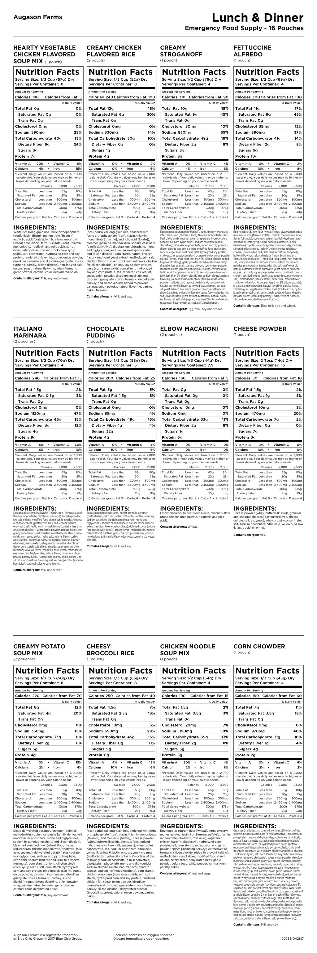 Emergency Food Supply 11.03 lbs Y9234