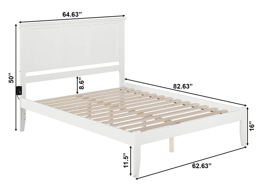 Queen Solid Wood Platform Bed with Panel Headboard in White E126882