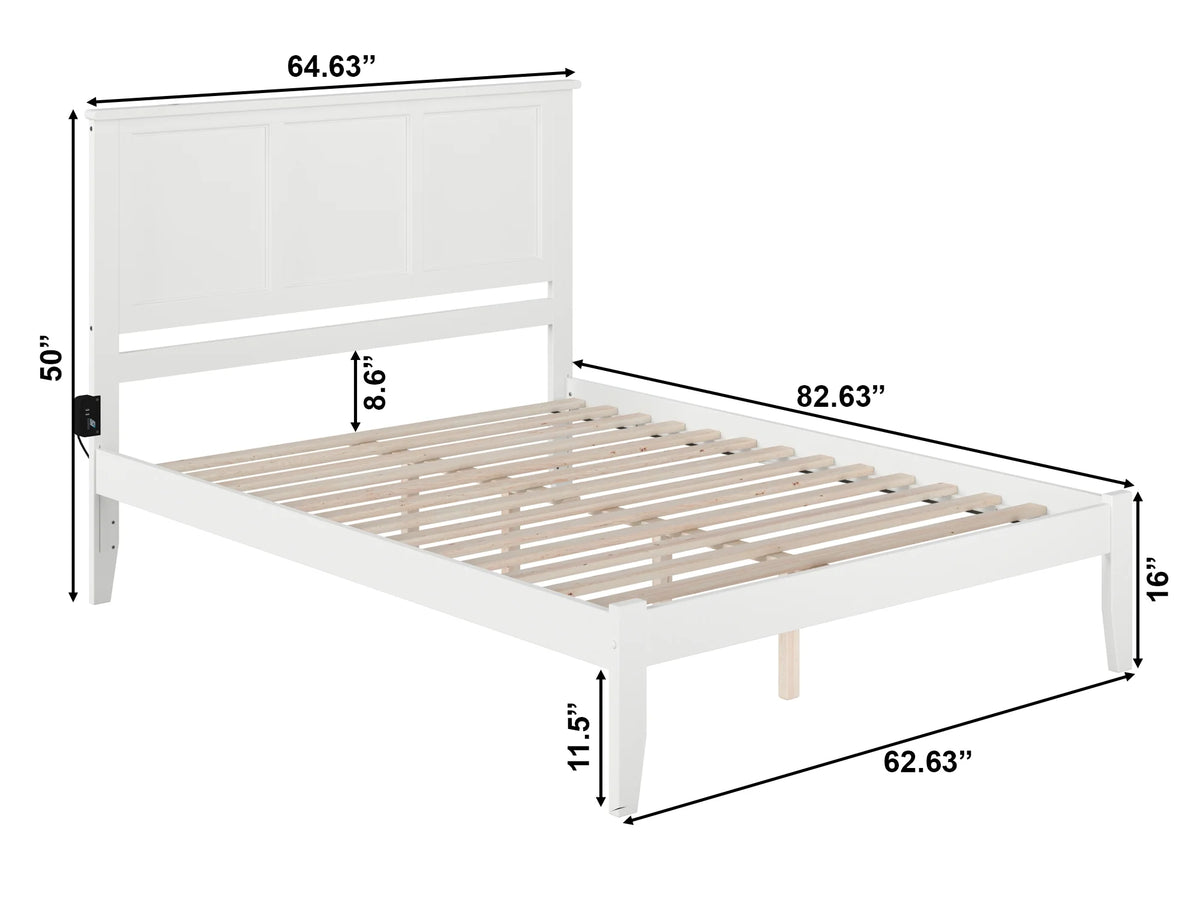 Queen Solid Wood Platform Bed with Panel Headboard in White E126882