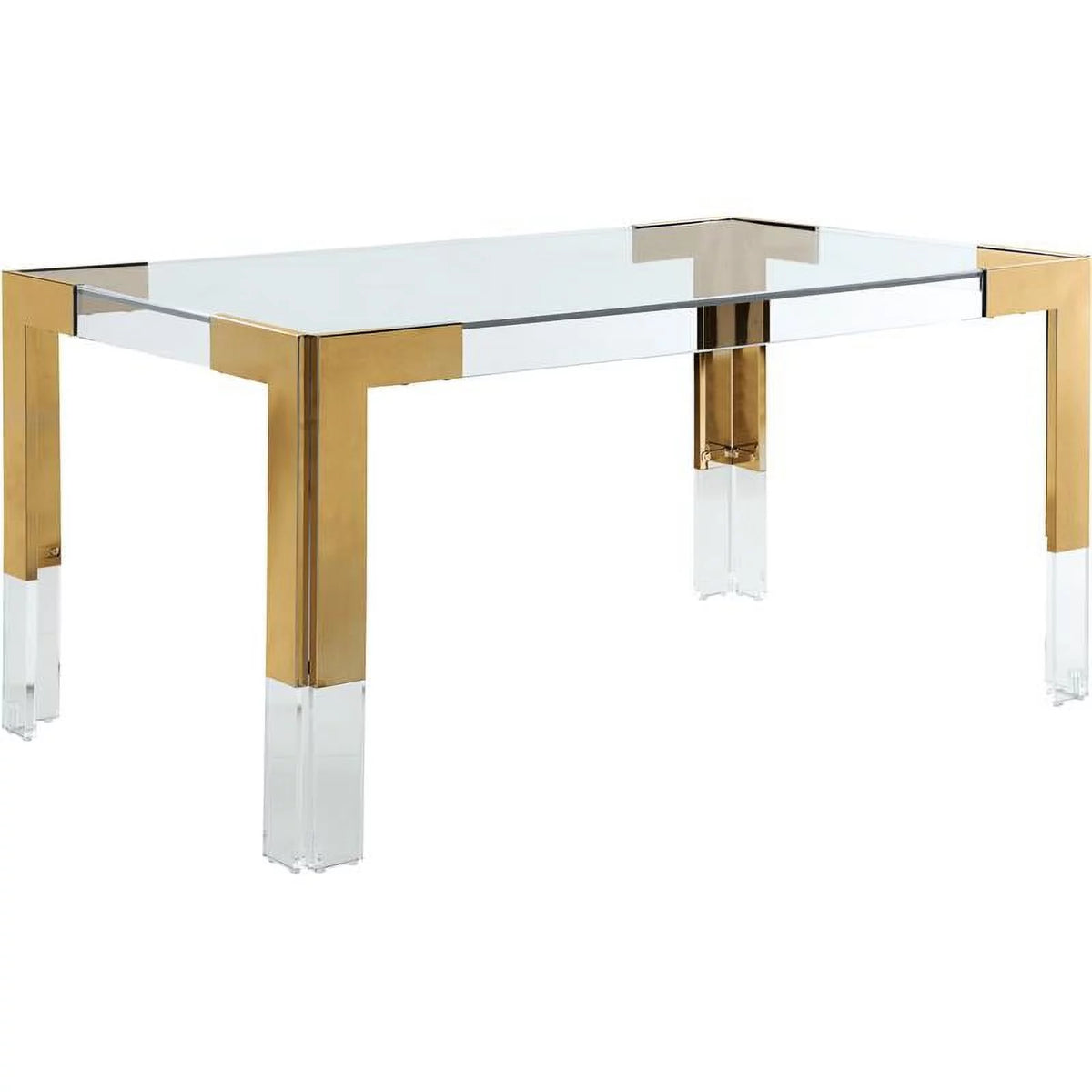 Gold Stainless Steel and Acrylic Dining Table H820854