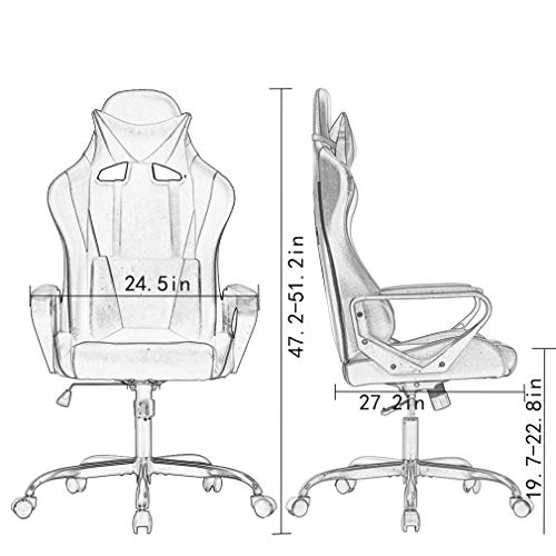 White Ergonomic High-Back Gaming Chair with Lumbar Support M85770