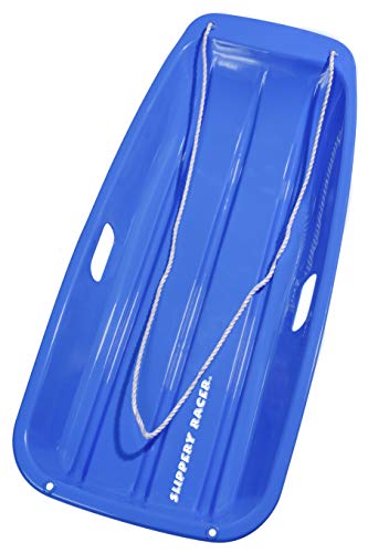 Blue Plastic Cold-Resistant Toboggan Snow Sled with Pull Rope and Handles A8589