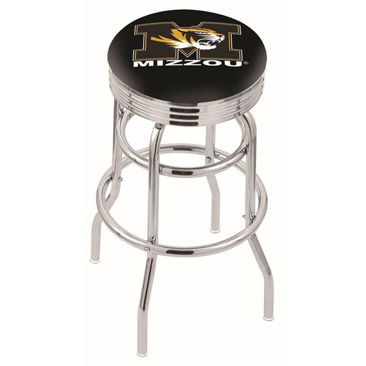 Chrome Double Ring Swivel Bar Stool Q690