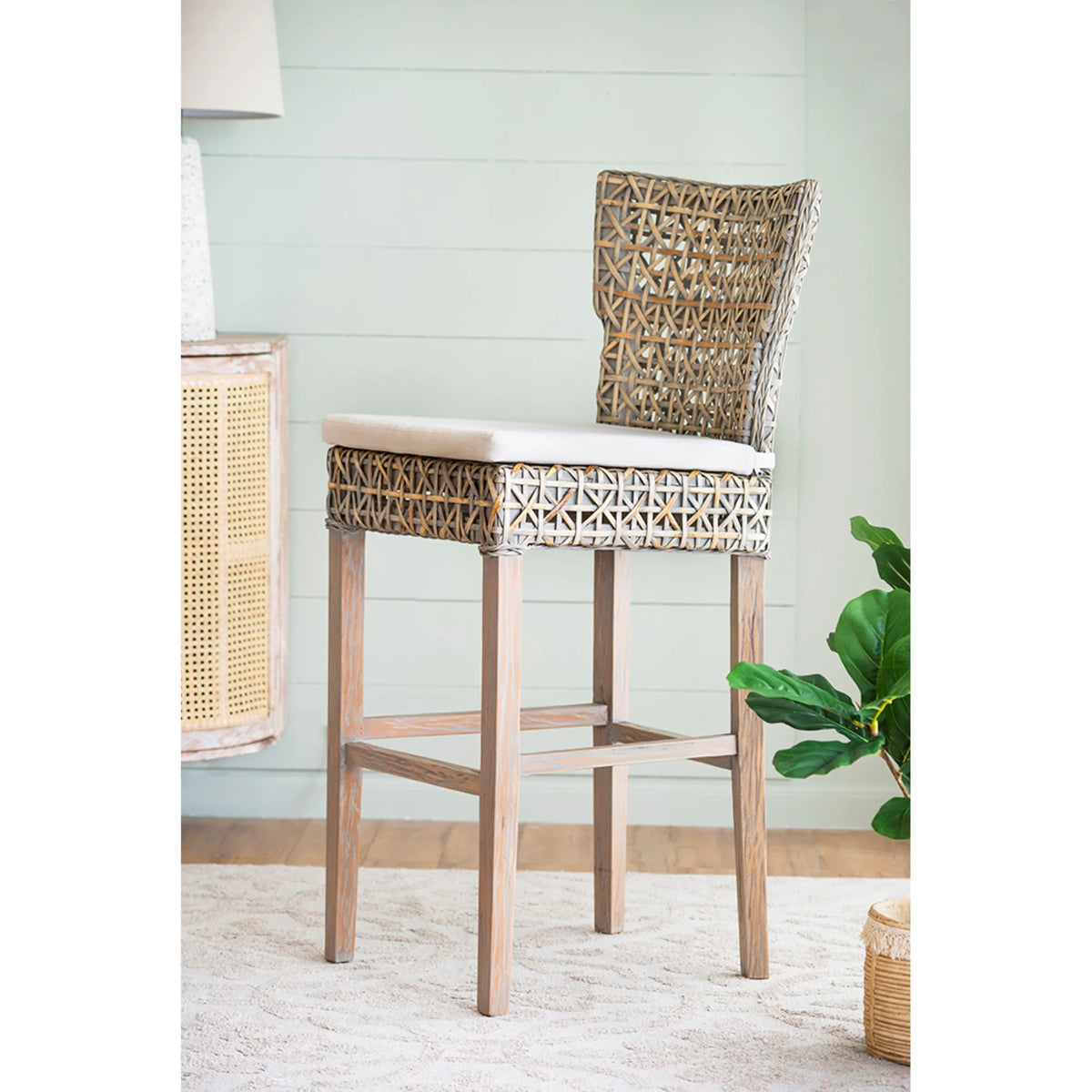 Gray Woven Padded Seat Bar Chair N5988