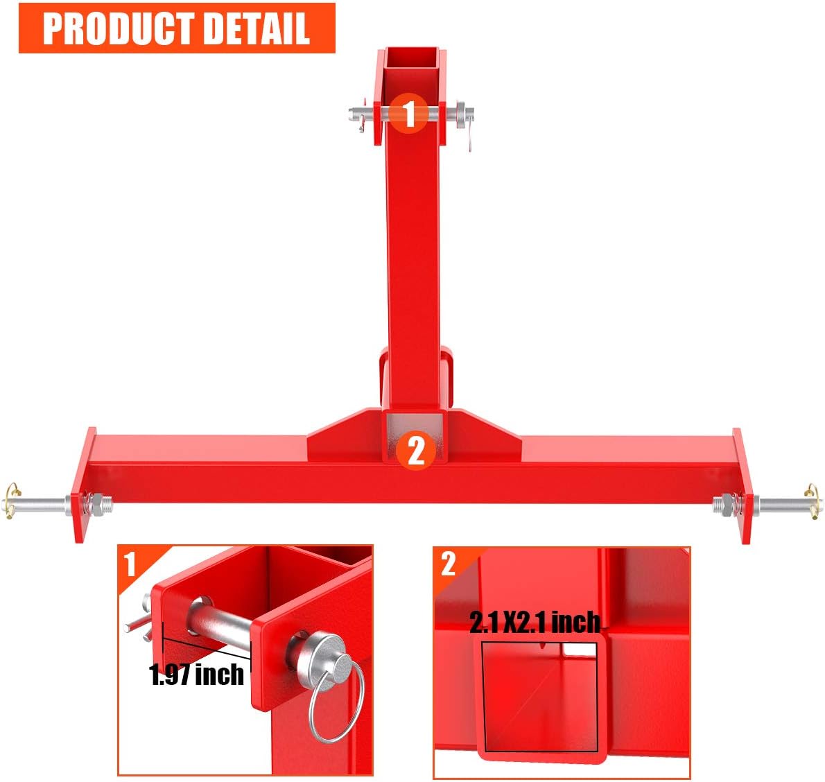 Red 3 Point Trailer Hitch with 2 Receivers Q63814