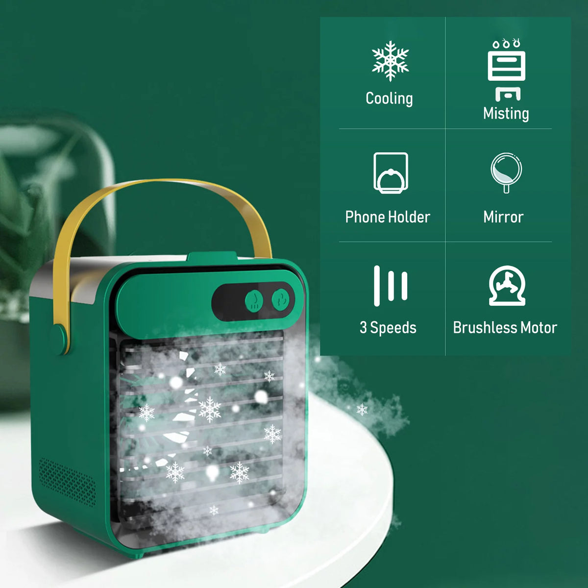 Air Conditioner Fan with Phone Holder Mirror 180mL 3 Speeds USB X74598