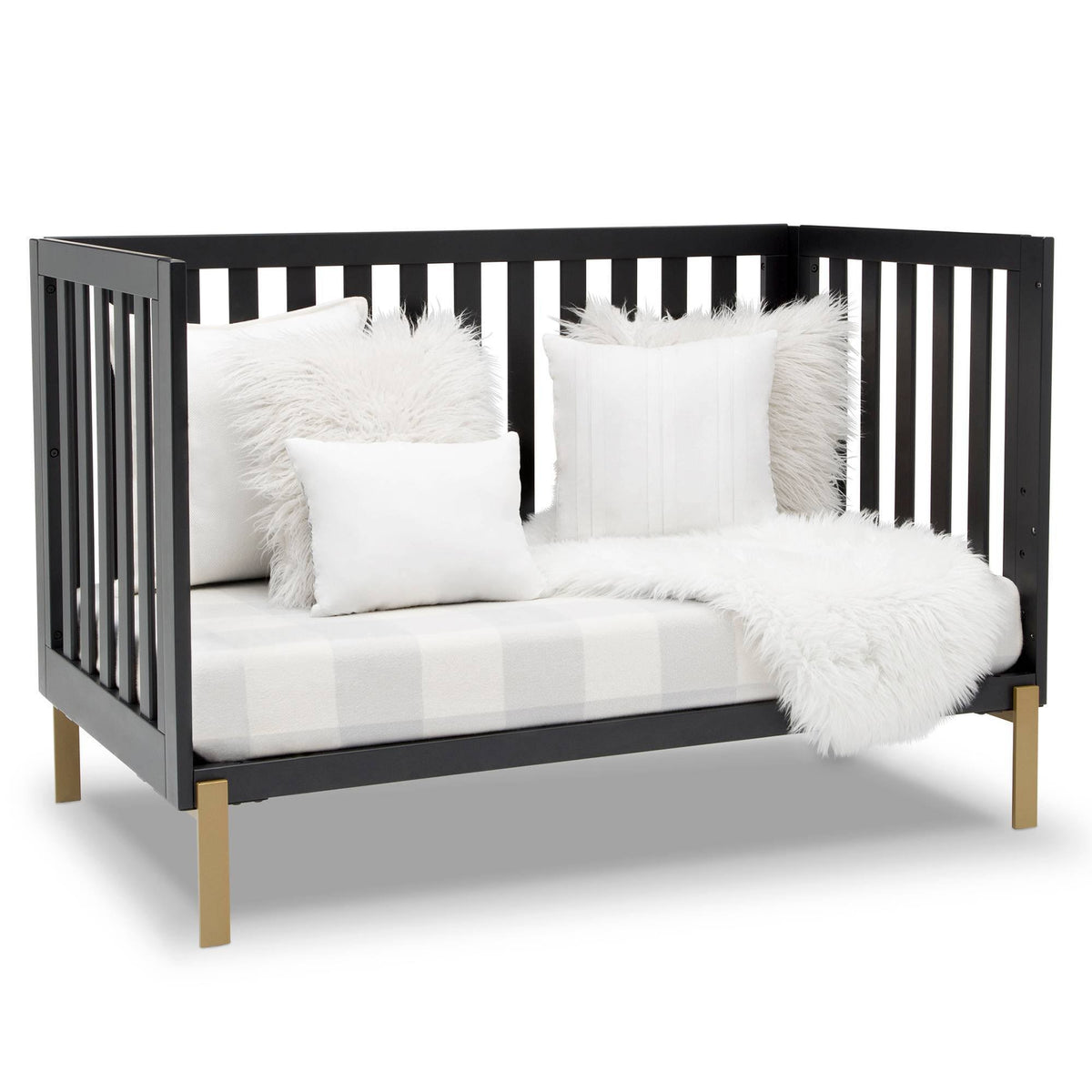 Midnight 4-in-1 Convertible Crib with Roll-Out Storage L47672