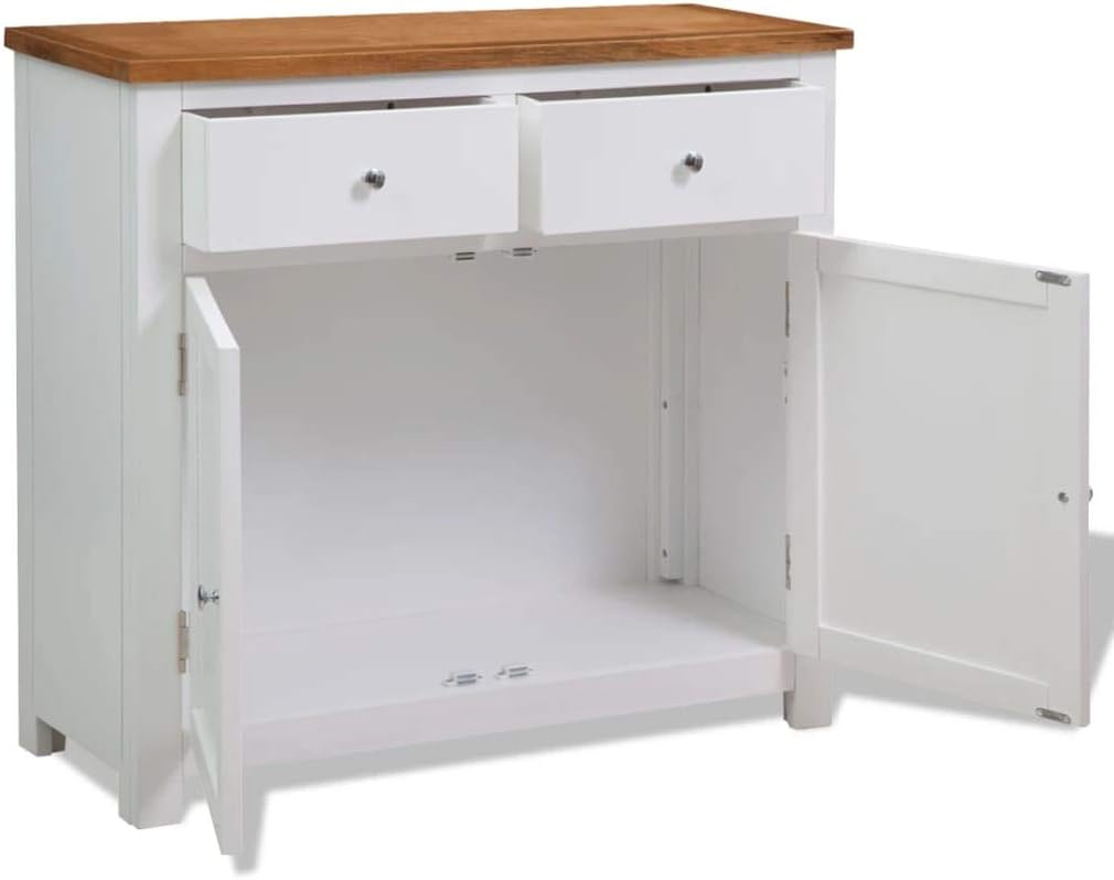 Oak Top Wooden Buffet Sideboard Storage Cabinet with 2 Drawers I683