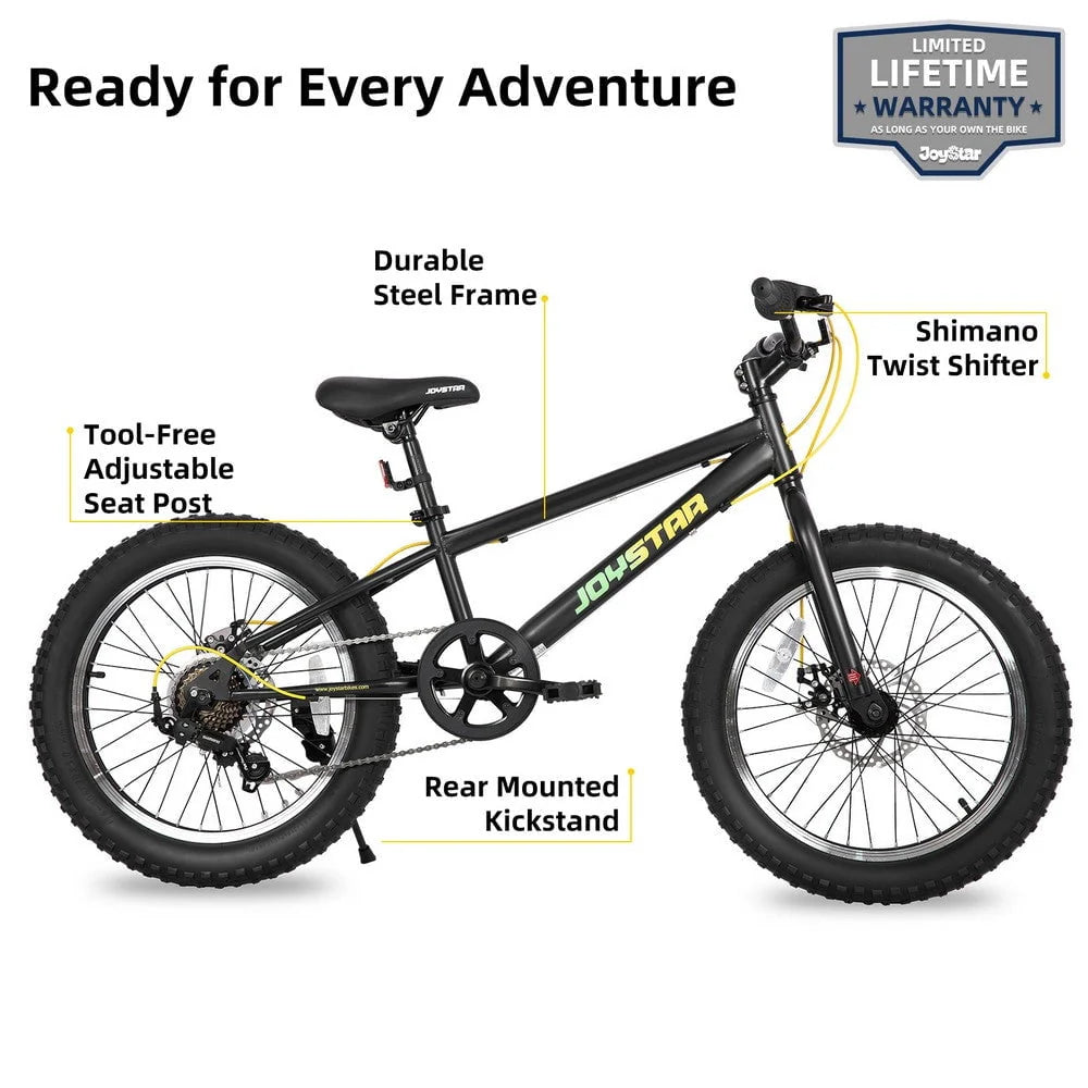 20 Inch 7 Speed Disc Brakes Fat Tire Kids Mountain Bike F653945