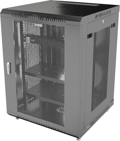 15 U Locking Wall Mount Server Rack Enclosure with Casters and Shelf X403