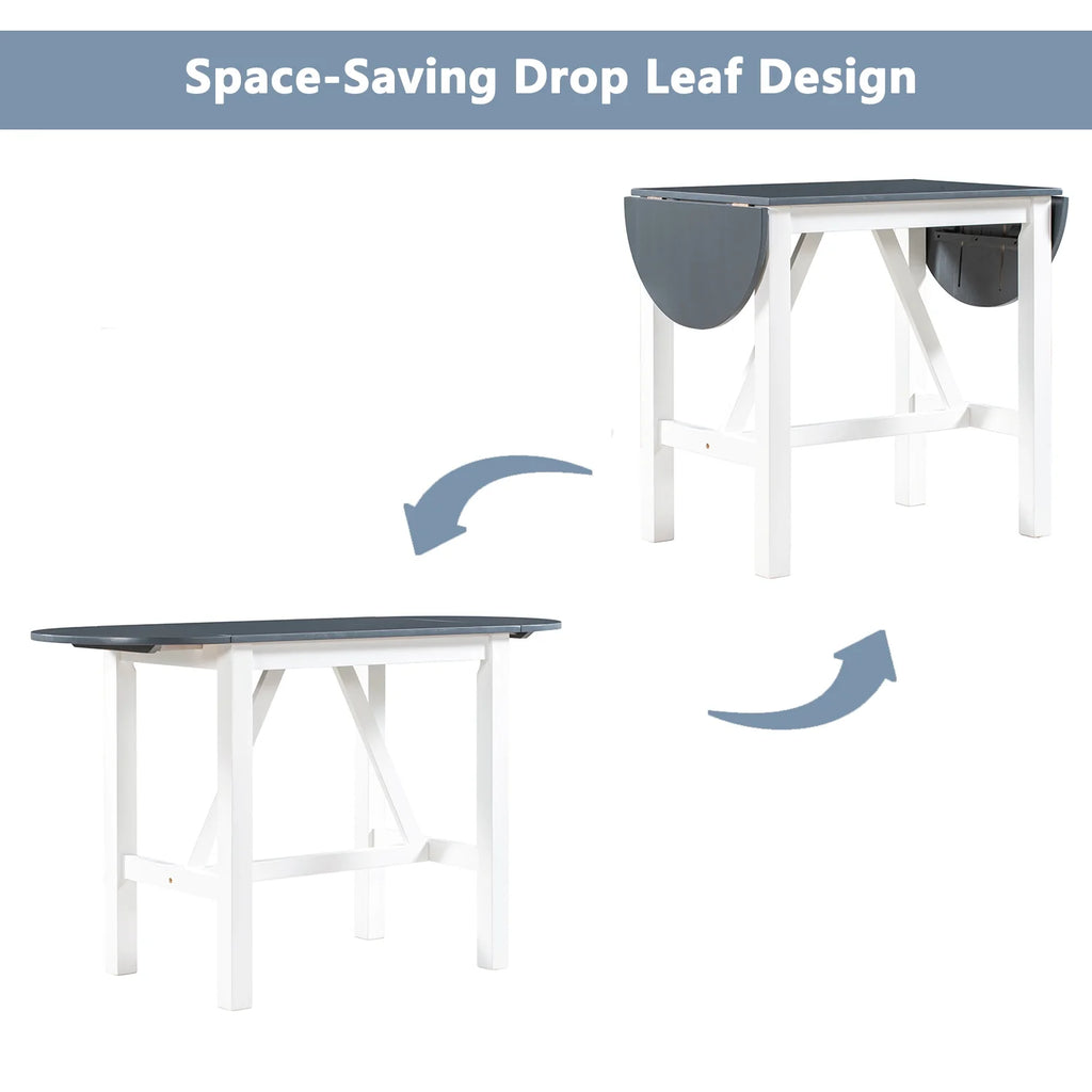 3-Piece Counter Height Dining Table Set with Drop Leaf and Upholstered Chairs B33111