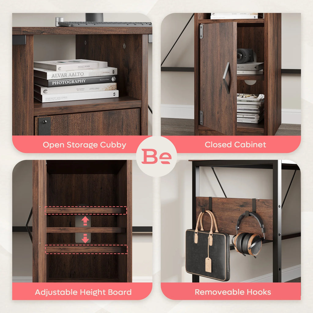 60 inches L Shaped Computer Desk with Storage Cabinet N384605