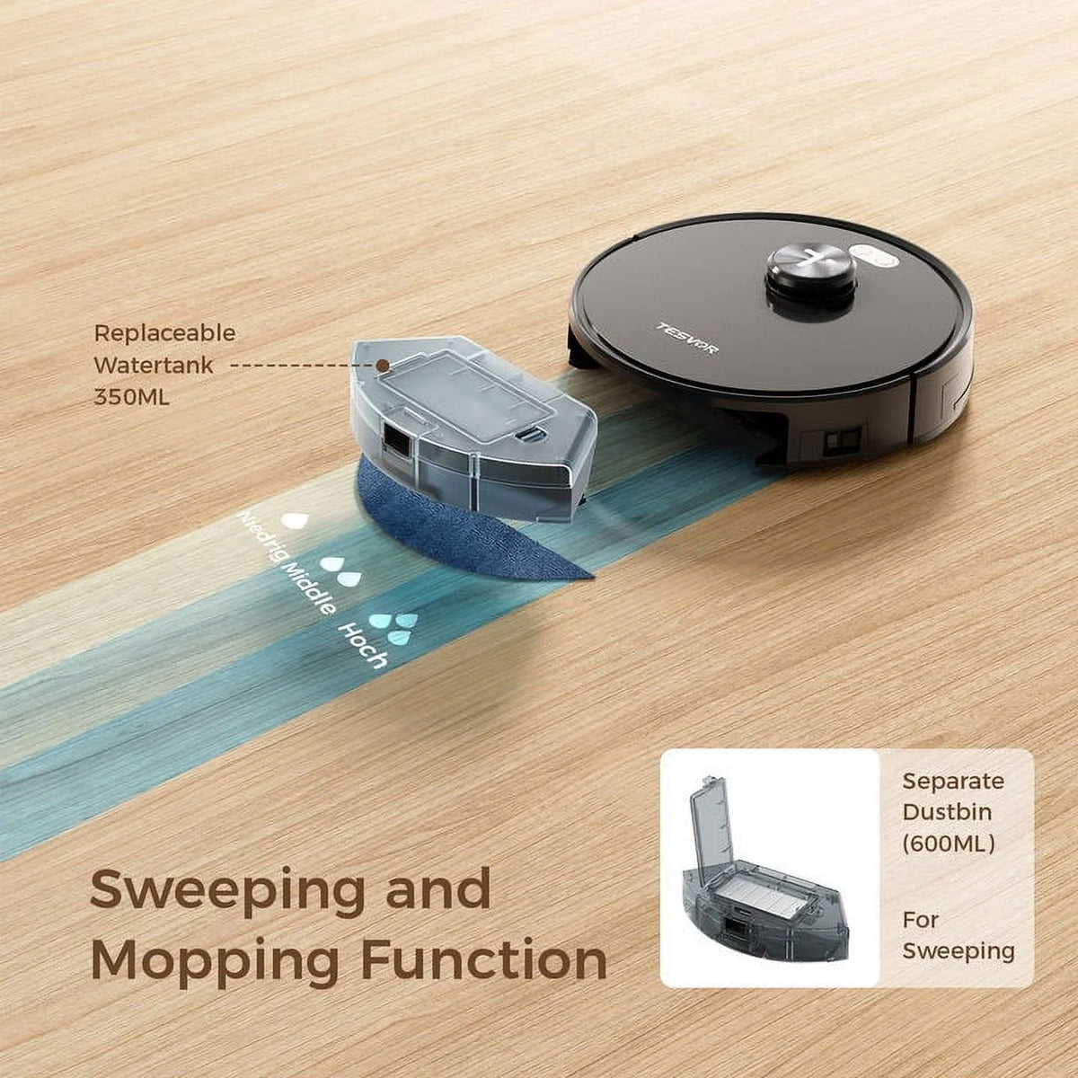 6000Pa Suction Lidar Navigation Robot Vacuum and Mop Combo B8671