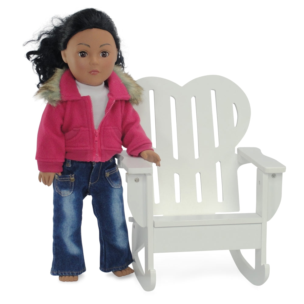 White 18 Inch Doll Adirondack Rocking Chair G5983
