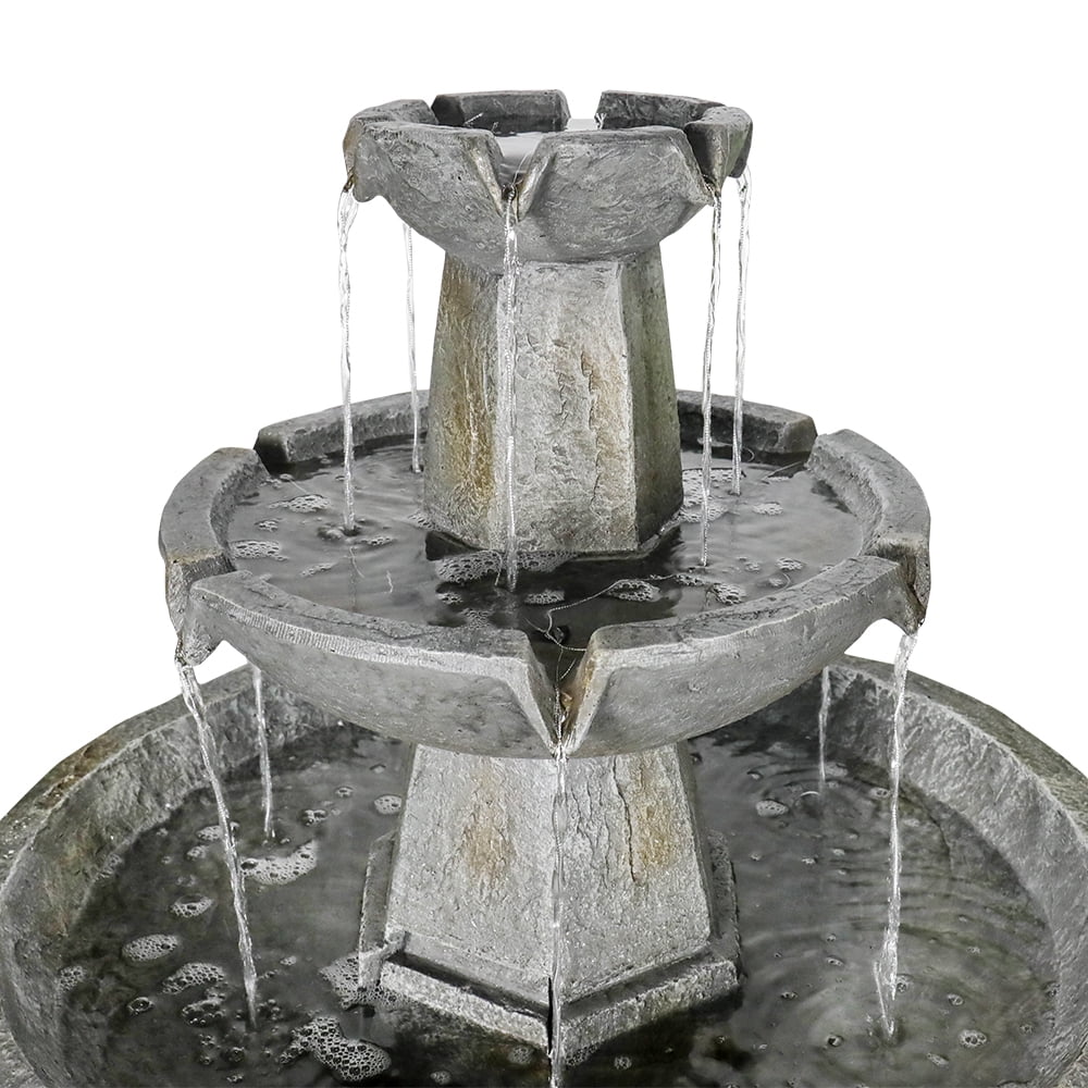 3 Tier Freestanding Waterfall Fountain with Bird Bath F1882