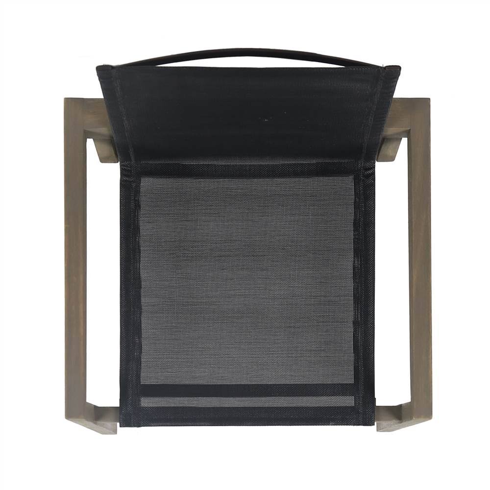 Outdoor Acacia and Mesh Dining Chairs (Set of 2), Gray K407