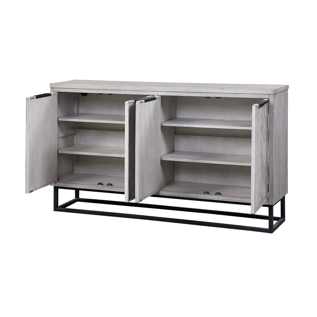 White Wood Four Door Media Credenza U111527