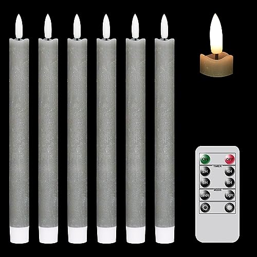Flameless Ivory Taper Candles with Remote, Battery Operated Led 3D Wick Real Wax Pack of 6 X951106