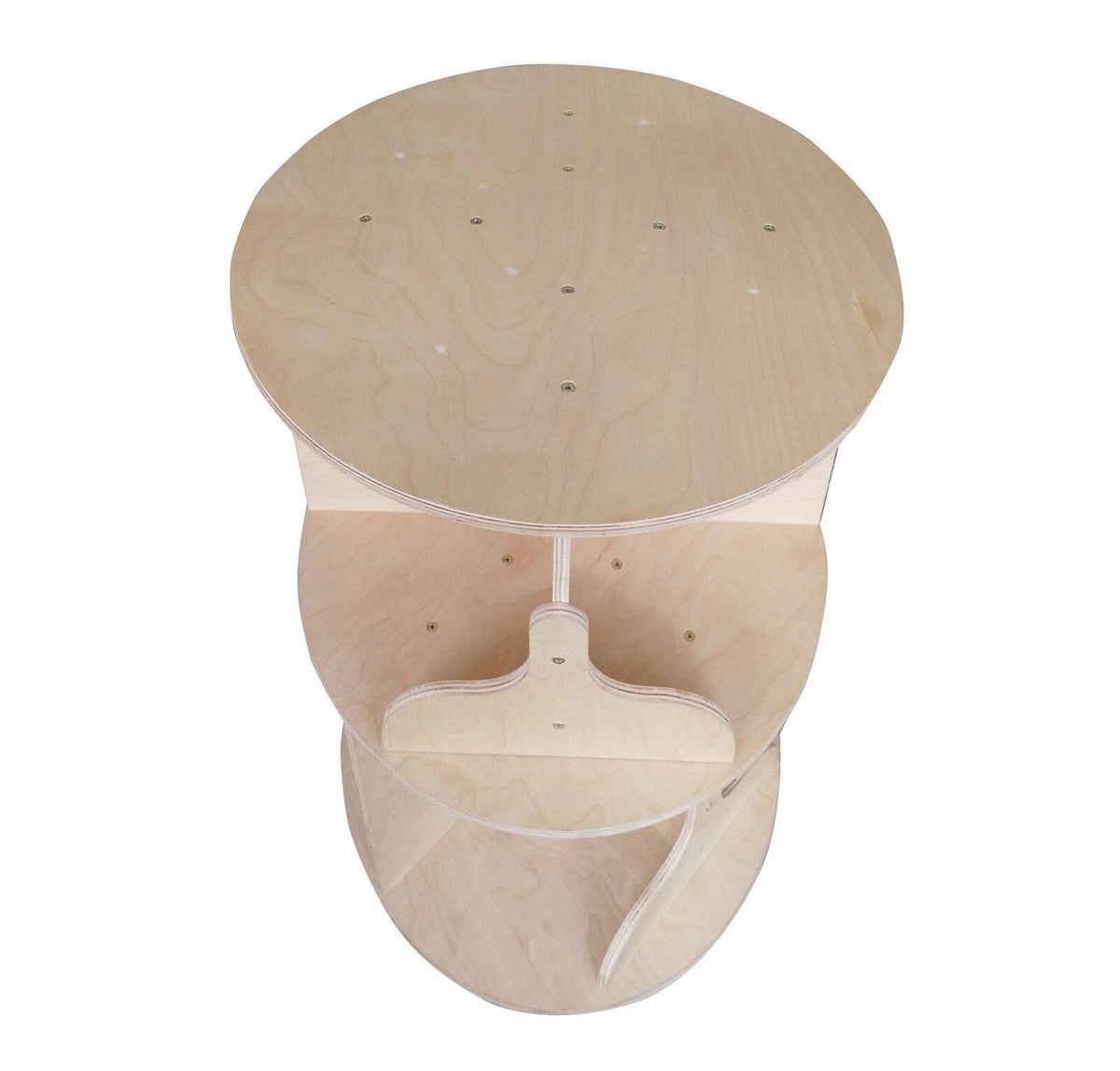 Natural Finish Two-Tier Round Wooden Bookcase V12799