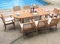 8 Seater 9 Pc Teak Dining Set with Oval Table and 8 Stacking Arm Chairs X8649