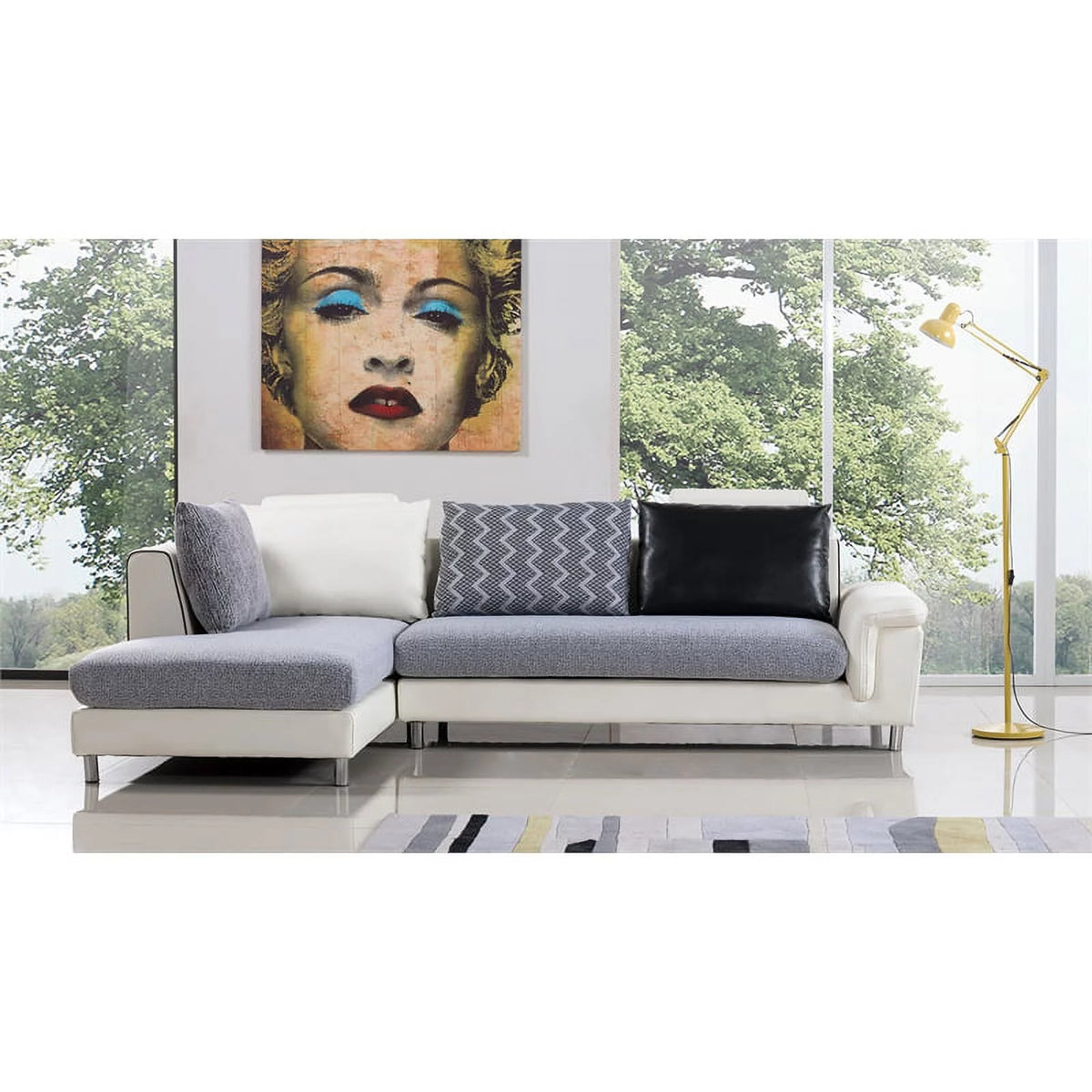 Gray Fabric Sectional with Left Facing Chaise A74937