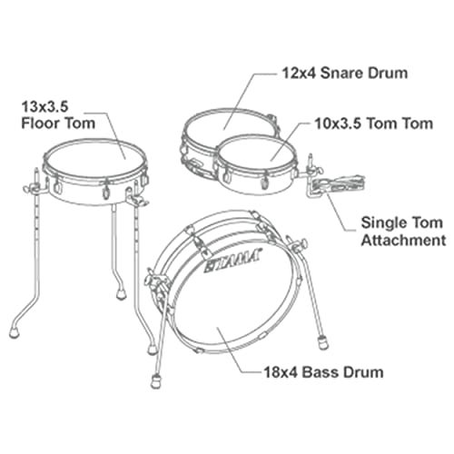Hairline Black 4-piece Shell Pack with Snare Drum X3295