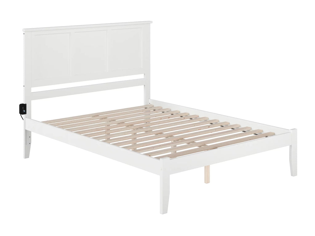 Queen Solid Wood Platform Bed with Panel Headboard in White E126882