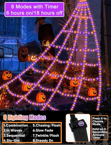 Halloween Decorations Lights with 4ft Spider, 8 Modes, Waterproof Z2055