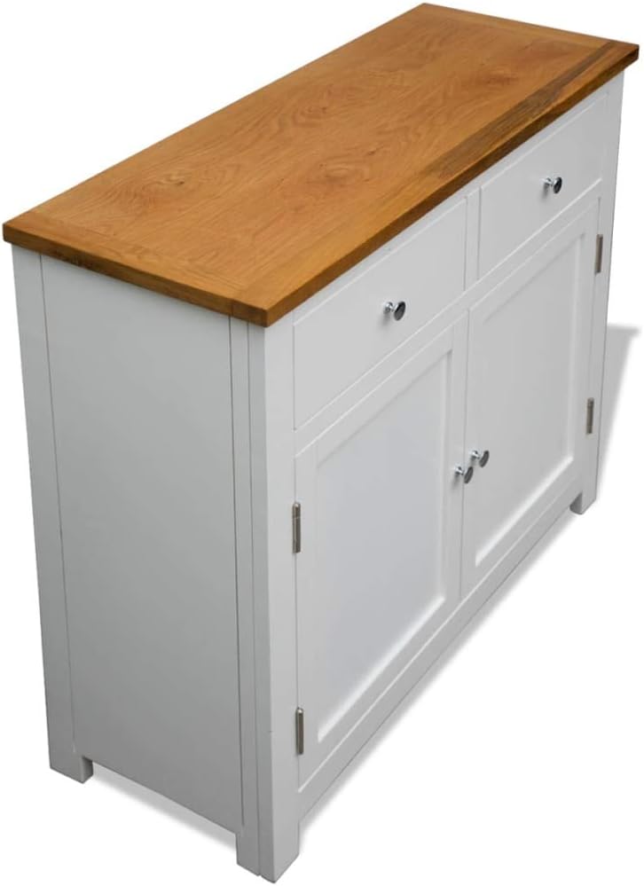 Oak Top Wooden Buffet Sideboard Storage Cabinet with 2 Drawers I683