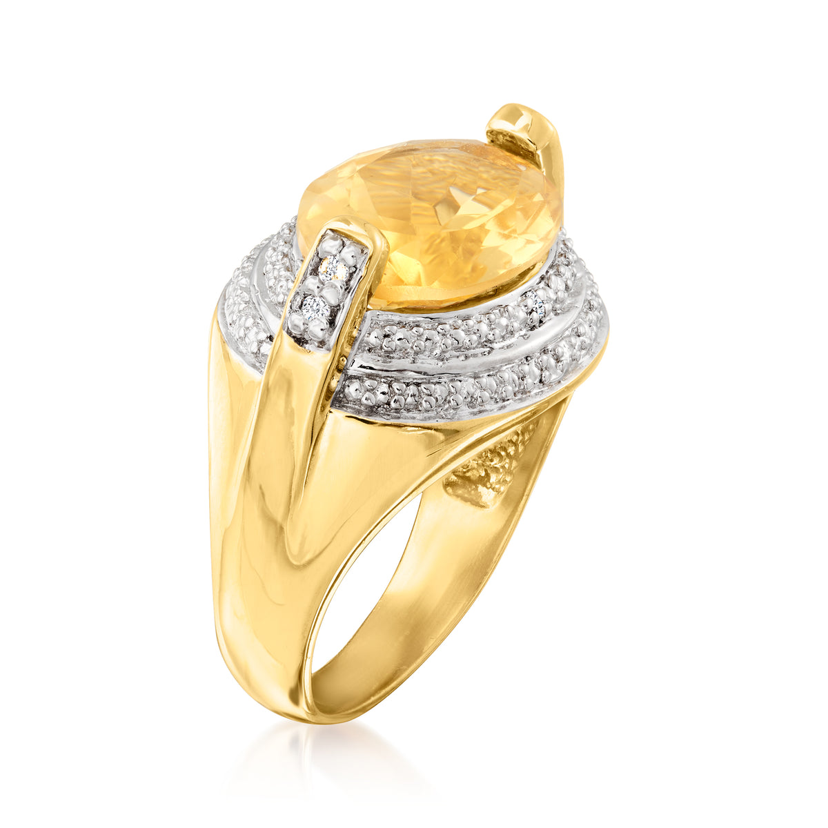 5.50 Carat Citrine Ring With White Topaz Accents in 18kt Gold Over Sterling S68472