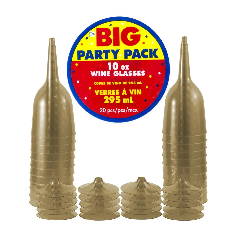 10 oz Gold Plastic Wine Glasses S930624