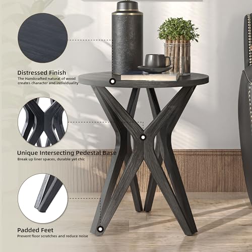 Distressed Ash Grey Round End Table Set of 2 V208420