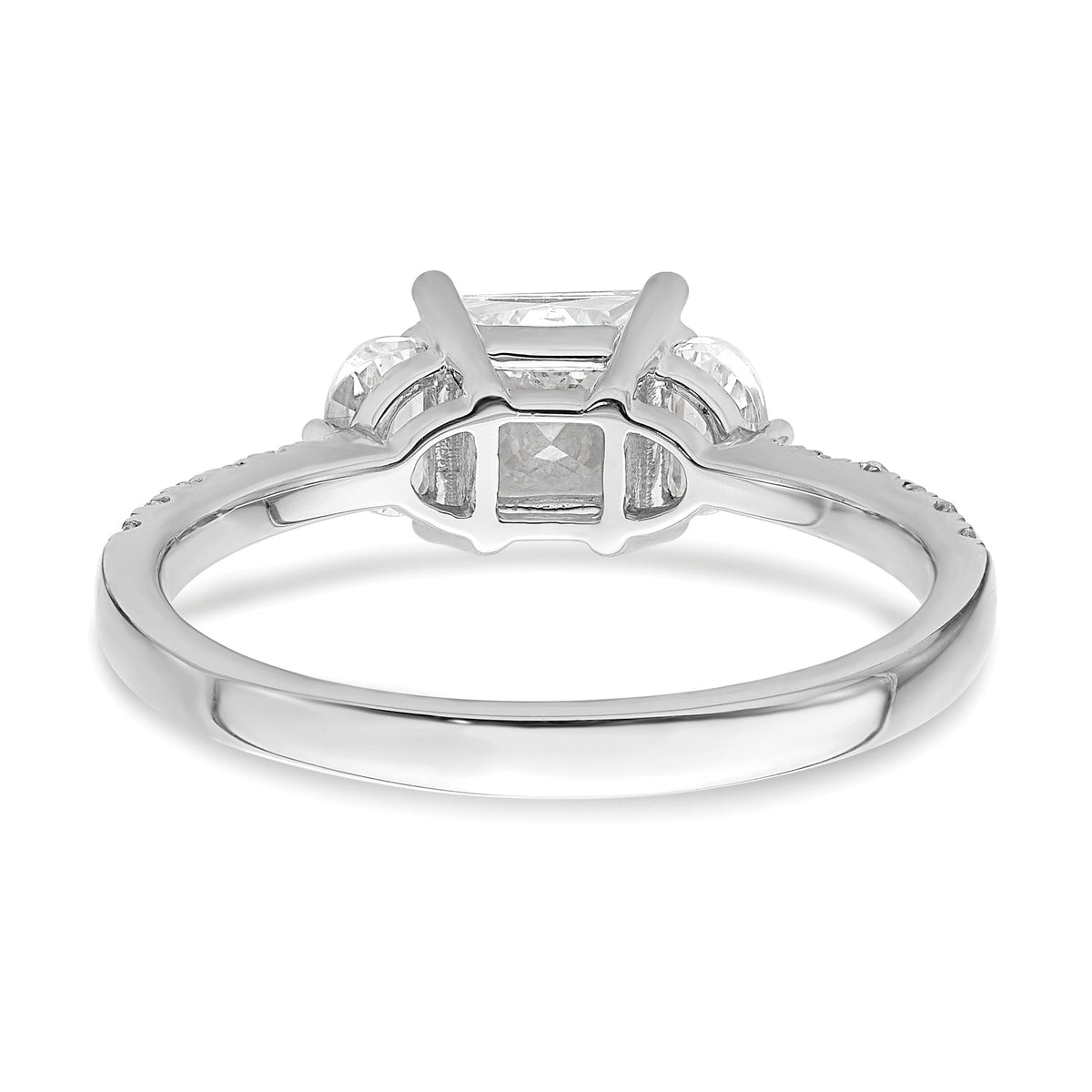 14k White Gold 3 Stone Half Moon/Princess Cut CZ Ring E175980