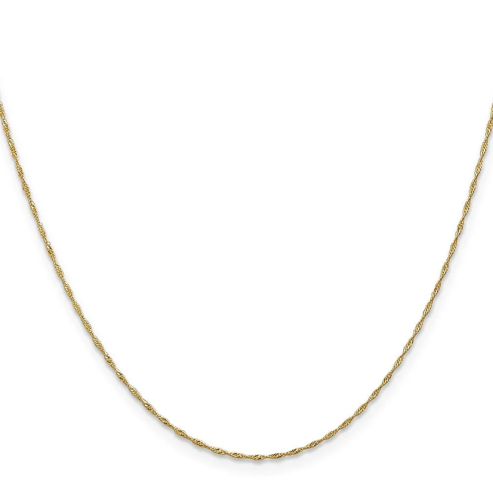 14k Yellow Gold Singapore Chain Necklace 14inch A688
