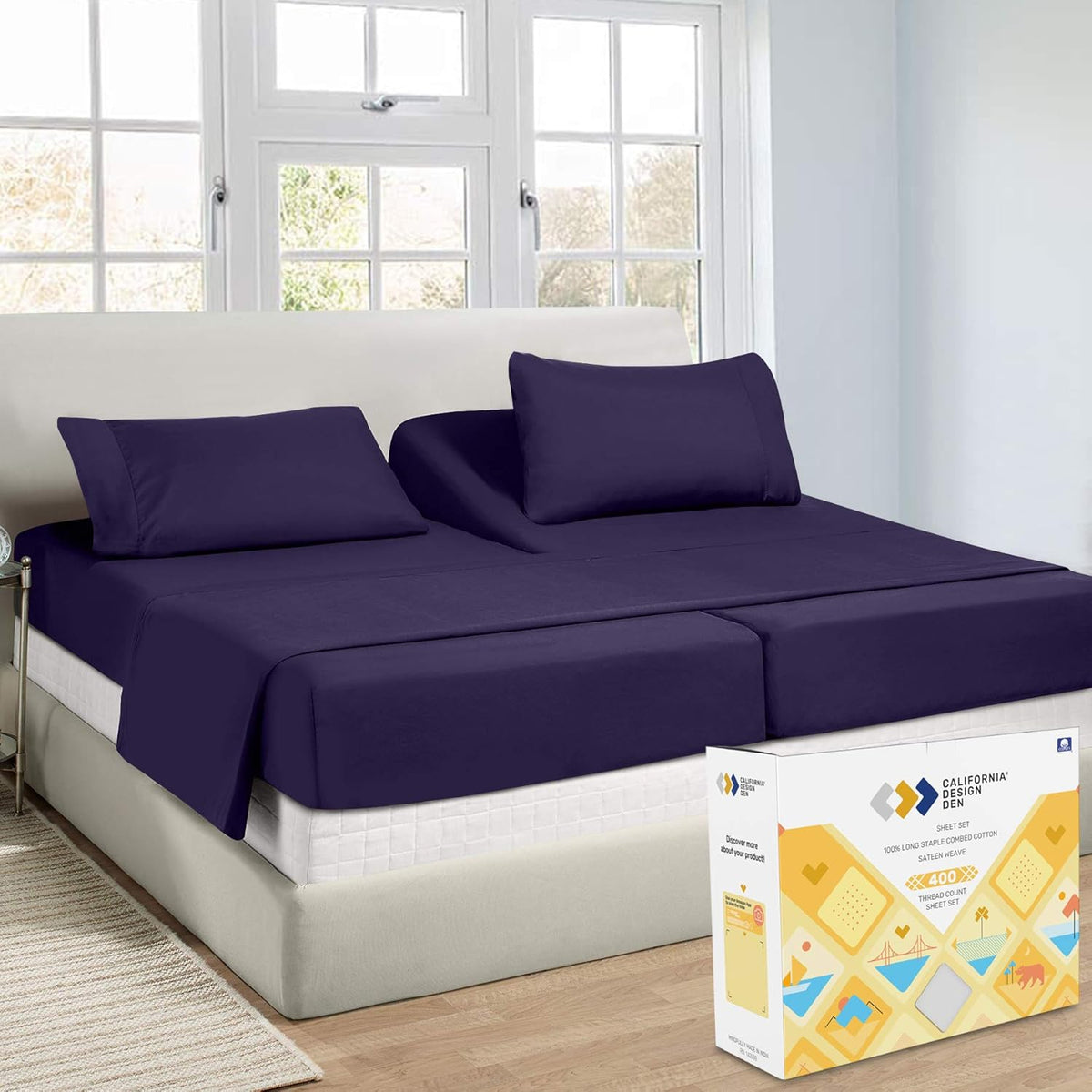 4 Pc 100% Cotton Cal King Sheet Set Y32325