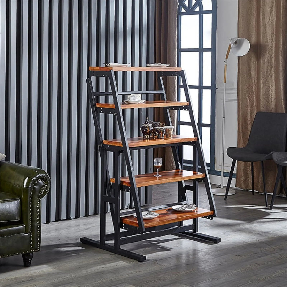 Extendable Solid Wood Dining Table and Book Shelf O606