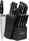 22 Pcs Black German Stainless Steel Knife Set with Block O711179