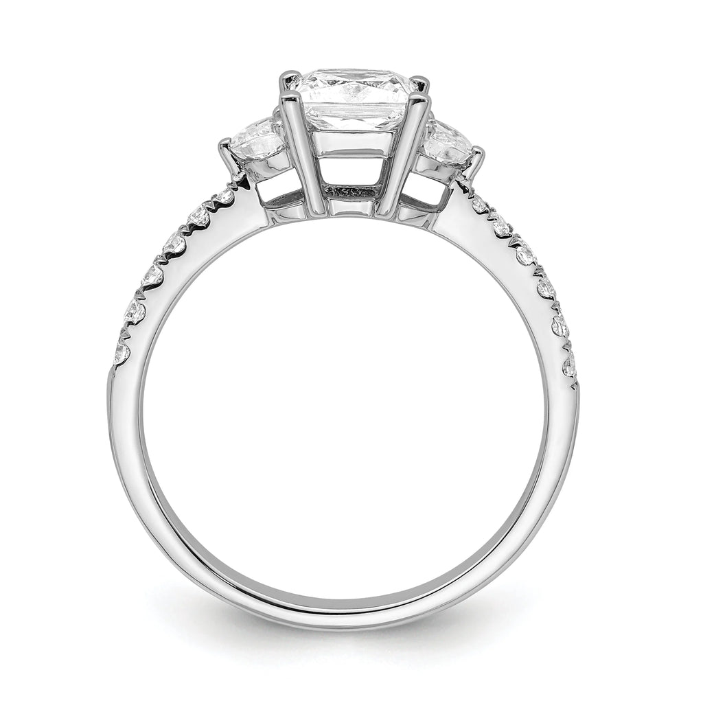 14k White Gold 3 Stone Half Moon/Princess Cut CZ Ring E175980