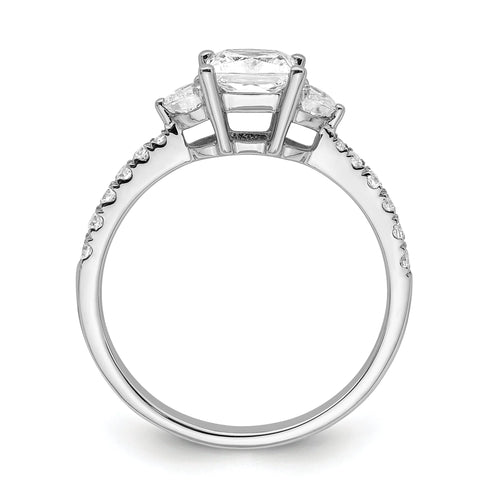 14k White Gold 3 Stone Half Moon/Princess Cut CZ Ring E175980
