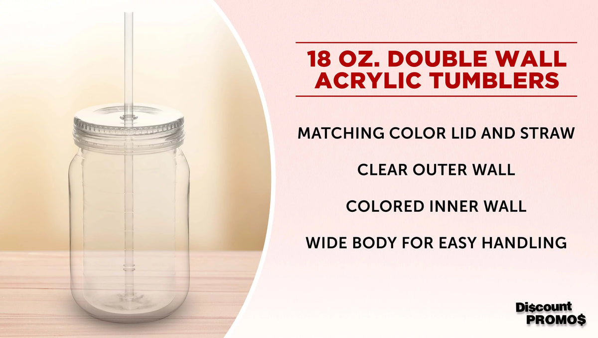 Acrylic Tumblers with Straw 18 oz Set of 10 Clear L9113