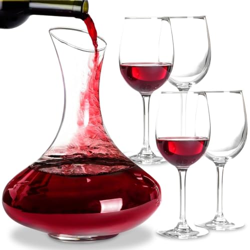 61 Ounce Wine Decanter with Aerator, Wine Carafe Set with 4 Glasses S48489