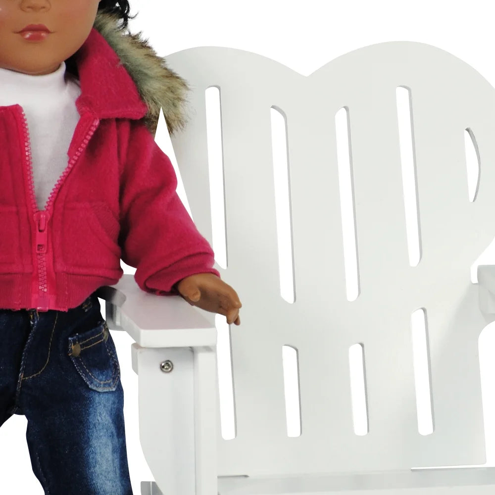 White 18 Inch Doll Adirondack Rocking Chair G5983