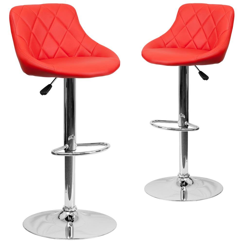 Red Bar Stool Set of 2 V127325