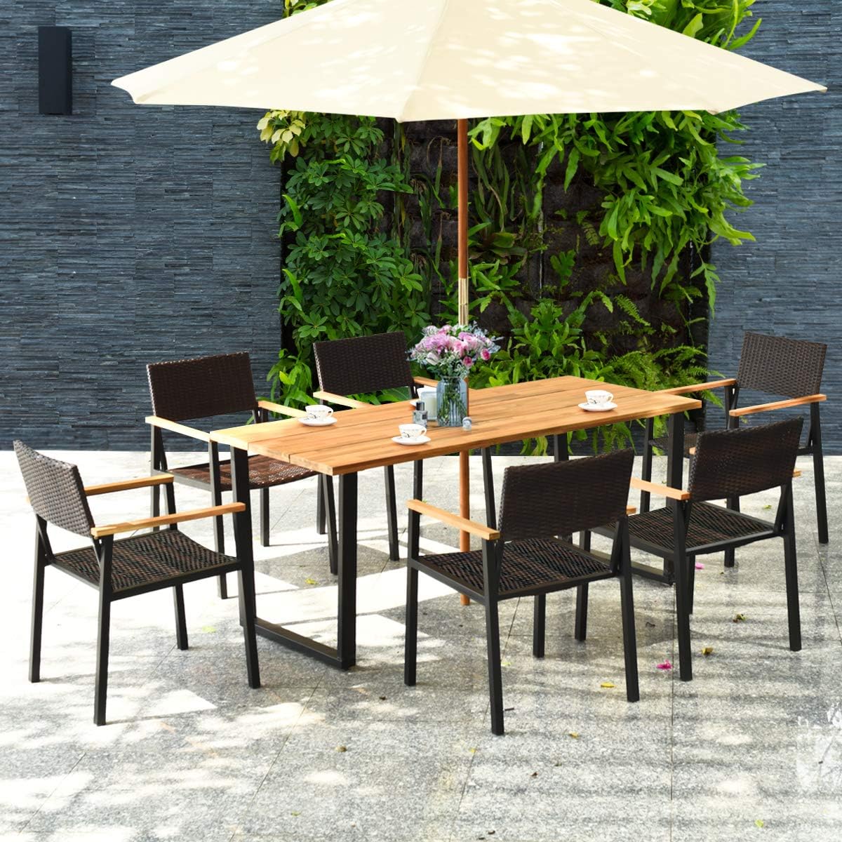 7 Pc Acacia Wood Outdoor Dining Set N845