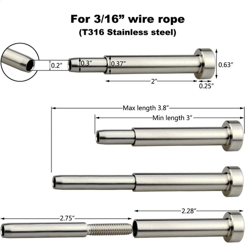 20 Pcs 3/16 Invisible Turnbuckle Kit T316 Stainless Steel Cable Railing Hardware Kit I394
