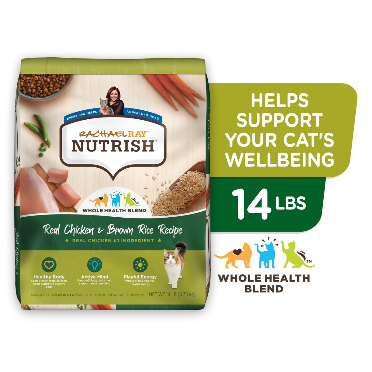 Chicken & Brown Rice Recipe Dry Cat Food 14-Pound Bag A337