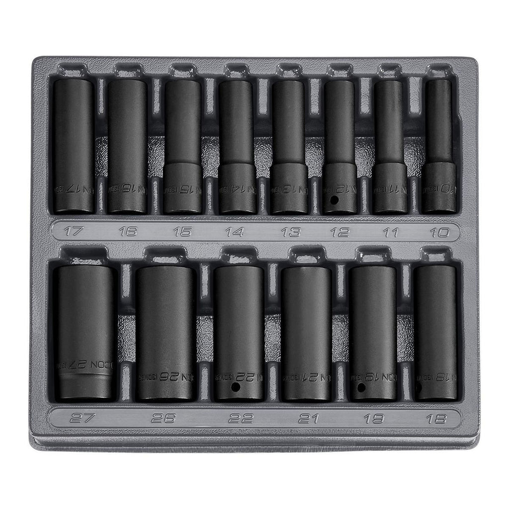1/2 in. Drive Metric Deep Impact Socket Set, 14-Piece F57657
