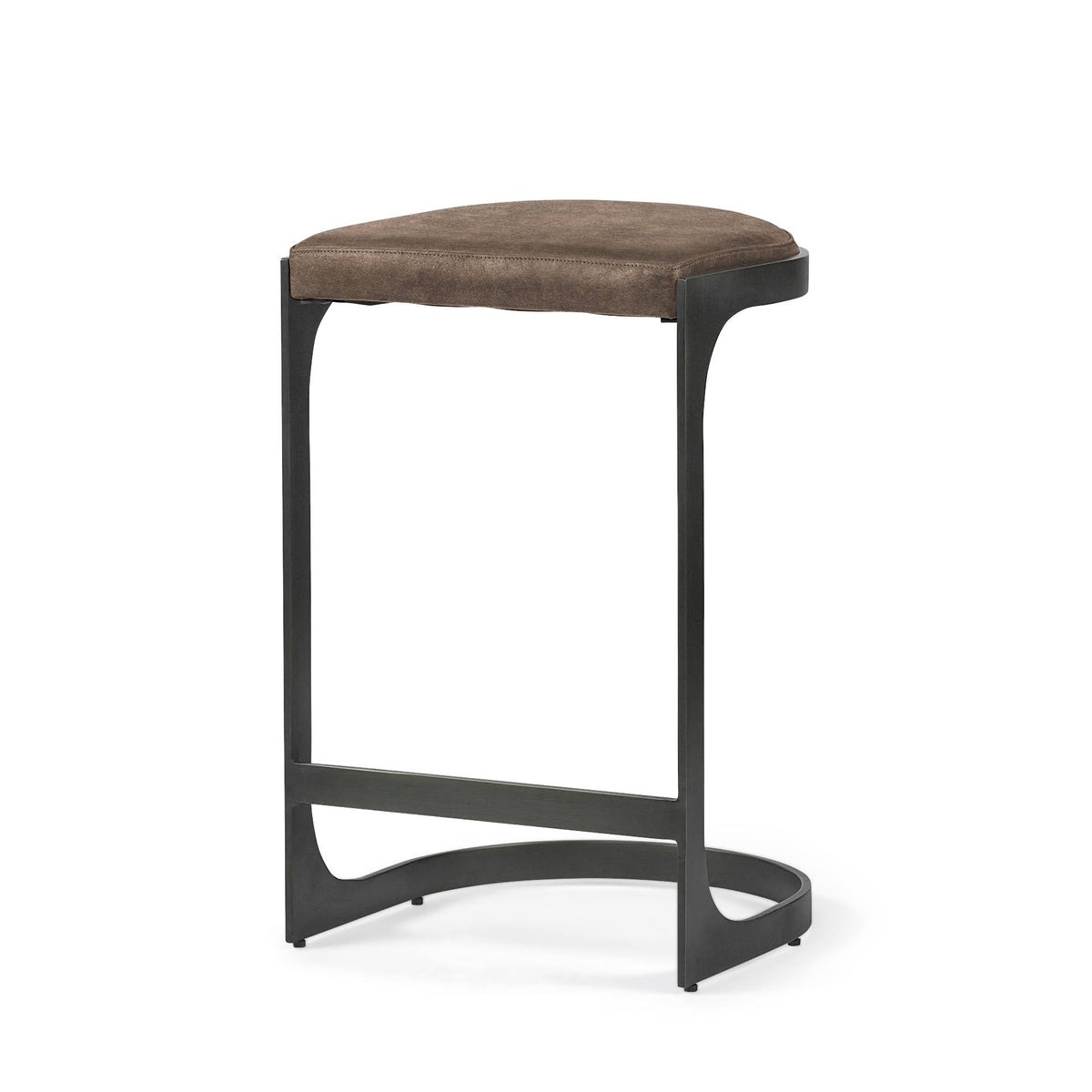 Dark Brown Leather Counter Stool with Metal Frame F94906