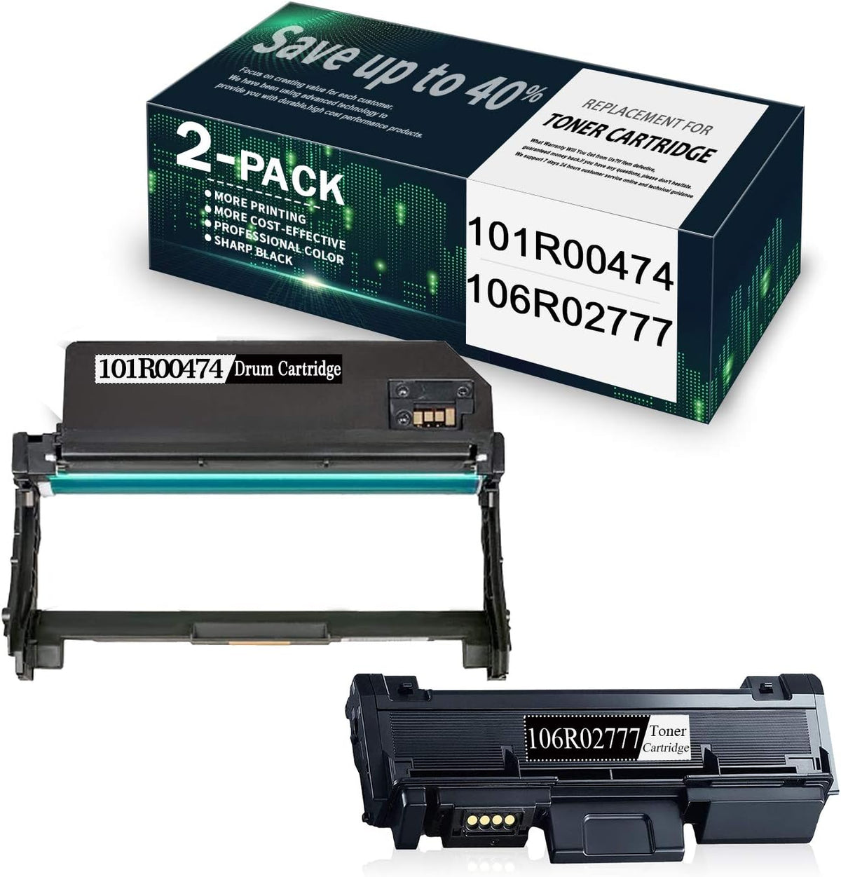 2 - Pack Toner Cartridge & Drum Replacement for Xerox Phaser 3260 Printer R58680
